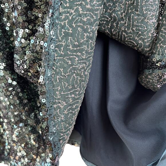 French Connection : Ozlem Green Sequin Short Skater Dress A-Line : 6 - Picture 8 of 11